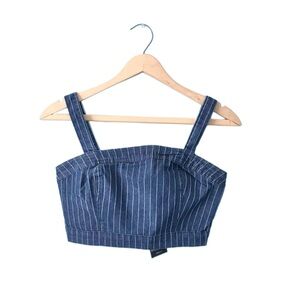 F21 Pinstripe Denim Crop Top